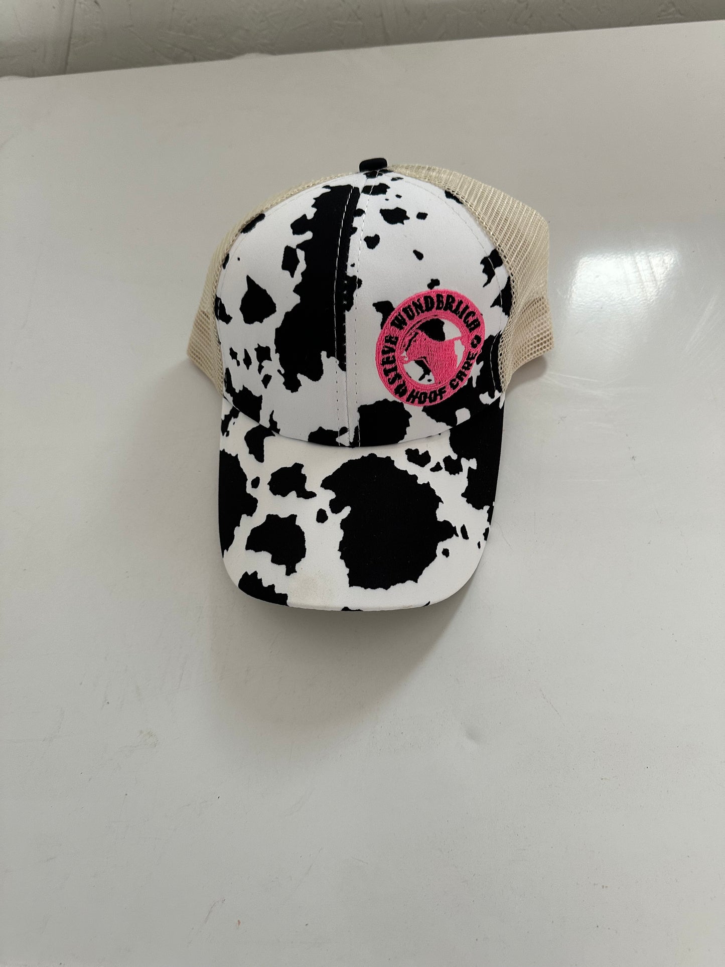 Cow Print “Messy Bun” Cap Embroidered